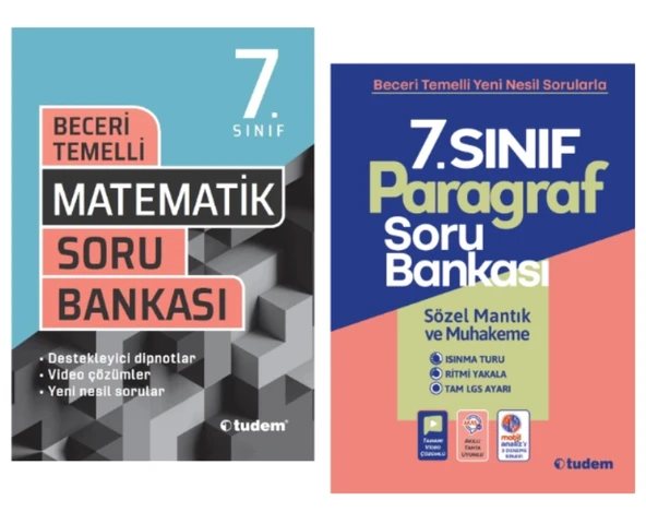TUDEM YAYINLARI 7.SINIF BECERİ TEMELLİ MATEMATİK - PARAGRAF SORU BANKASI ürün görseli