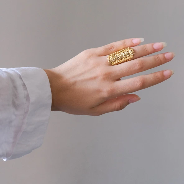 Çelik Yüzük Altın Kaplama Dorikalı Kaburga YZK-480 - 2