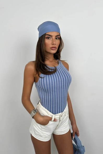 Fitilli Yüzücü Yaka Bluz - 2