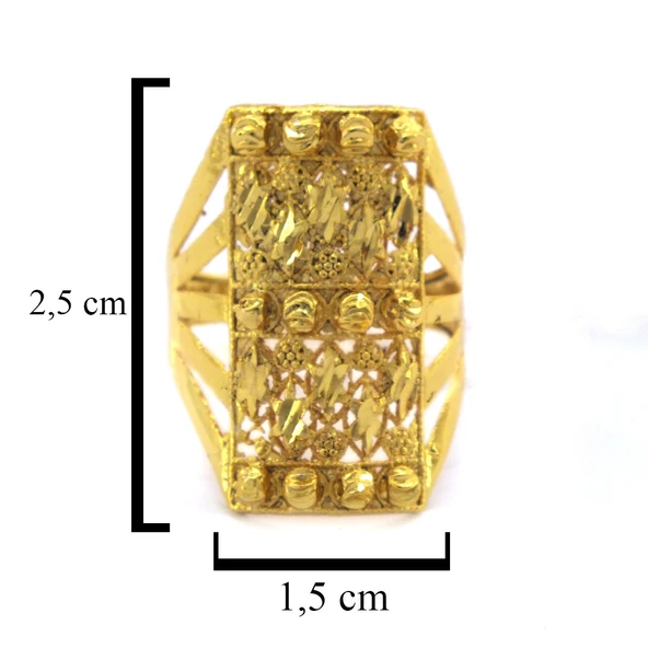 Çelik Yüzük Kadın Altın Kaplama Dorikalı Kaburga Model YZK-498 - 4