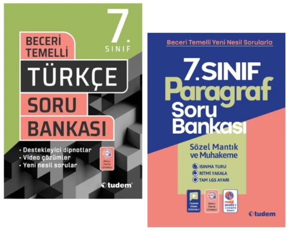 TUDEM YAYINLARI 7.SINIF BECERİ TEMELLİ TÜRKÇE - PARAGRAF SORU BANKASI ürün görseli