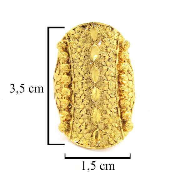Çelik Yüzük Kadın Altın Kaplama Çiçek Desenli Kaburga YZK-492 - 4