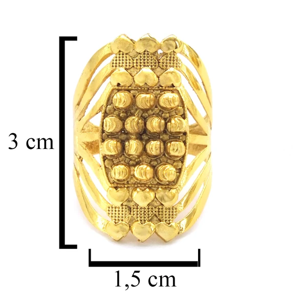 Çelik Yüzük Kadın Altın Kaplama Dorikalı Kaburga YZK-478 - 4