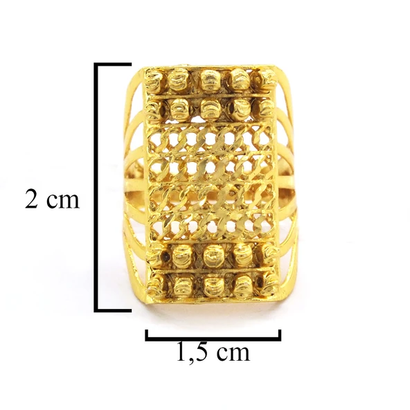 Çelik Yüzük Kadın Altın Kaplama Dorikalı Kaburga YZK-500 - 3