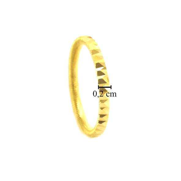 Çelik Yüzük Kadın Altın Kaplama Desenli Ajda Model YZK-502 - 3