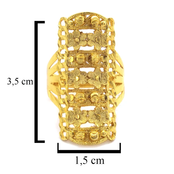 Çelik Yüzük Kadın Altın Kaplama Çiçek Desenli Kaburga Model YZK-497 - 4