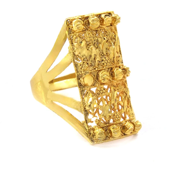 Çelik Yüzük Kadın Altın Kaplama Dorikalı Kaburga Model YZK-498 - 3