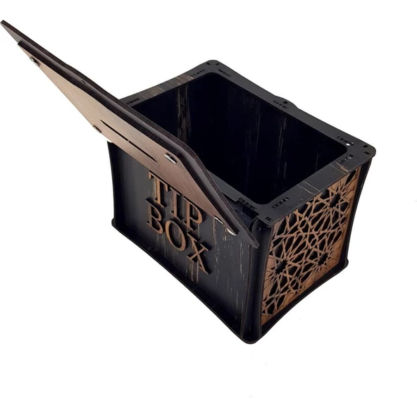 El Yapımı Dikdörtgen Ahşap Bahşiş Kutusu Sandık Tip Box Kumbara Tibbox - 4