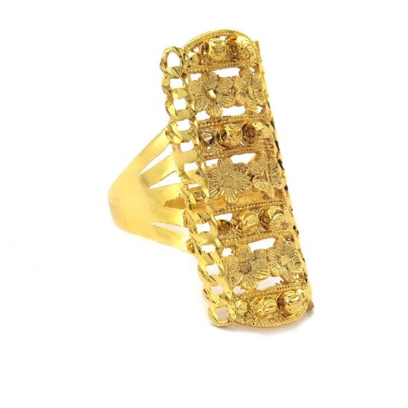 Çelik Yüzük Kadın Altın Kaplama Çiçek Desenli Kaburga Model YZK-497 - 3