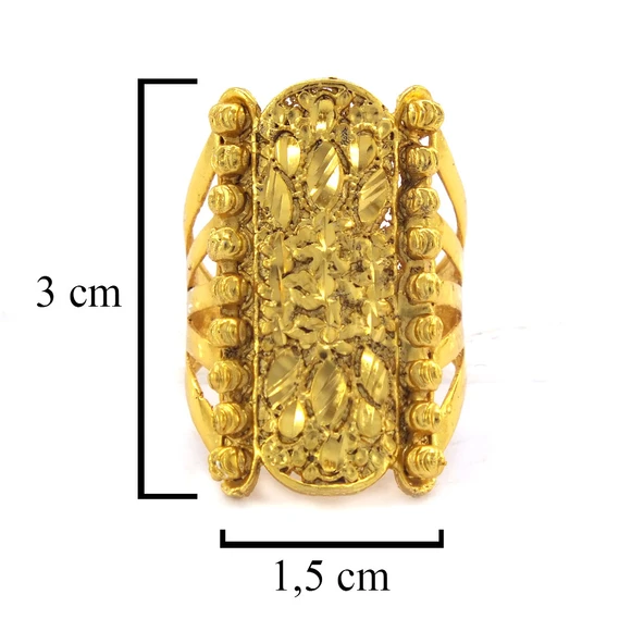 Çelik Yüzük Kadın Altın Kaplama Dorikalı Kaburga Model YZK-491 - 4
