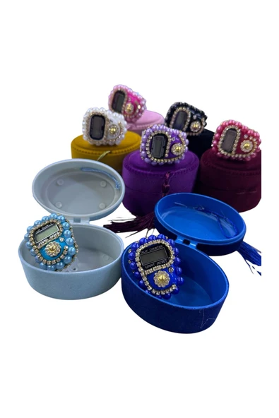 BUTİKCENTER 10 Adet Kadife Kaplı Oval Kutulu Zikirmatik (Mevlit-sünnet-hac-umre) - 6