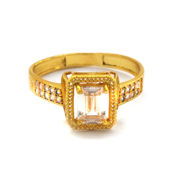 Çelik Baget Yüzük Altın Kaplama Taşlı Kenar YZK-453 - 3