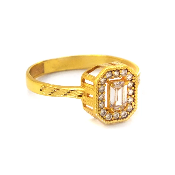 Çelik Baget Yüzük Altın Kaplama Oval Montür YZK-459 - 4