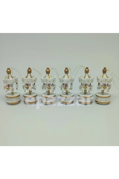 Krem Ahşap Mini Atlı Karınca 6lı Set Nostaljik Ahşap El Yapımı Atlı Karınca Dekoratif 6'lı Süsler - 2