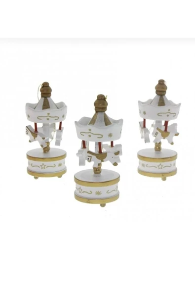 Krem Ahşap Mini Atlı Karınca 6lı Set Nostaljik Ahşap El Yapımı Atlı Karınca Dekoratif 6'lı Süsler - 5