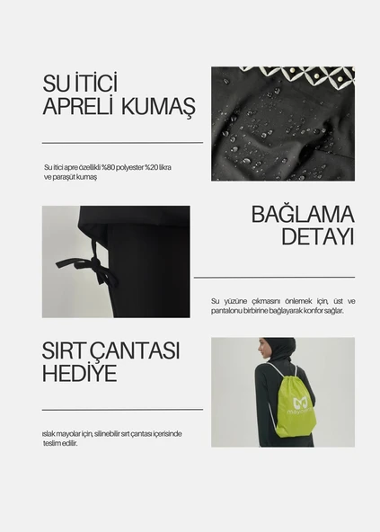 Tesettür Mayo- İnci Nakışlı - 10