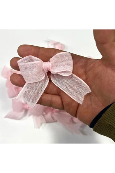 Keten Kurdele Hazır fiyonk 25 adet -Toz pembe