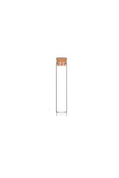 20 Adet Cam Şişe Mantar Tıpalı Dibi Düz Çok Amaçlı Deney Tüpü (EN 2 CM BOY 8 CM) - 3