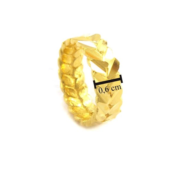 Çelik Yüzük Kadın Altın Kaplama Arpa Model YZK-460 - 3