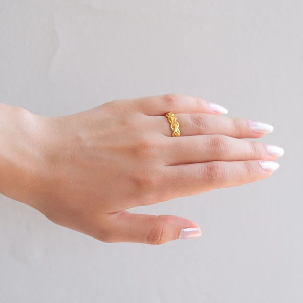 Çelik Yüzük Kadın Altın Kaplama 3'lü Adana Burma YZK-462 - 2