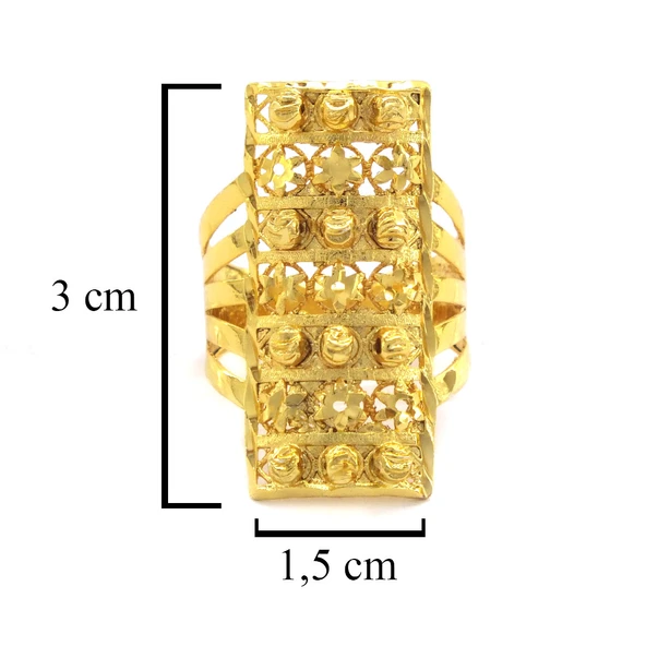 Çelik Yüzük Altın Kaplama Çiçek Desenli Kaburga YZK-485 - 4