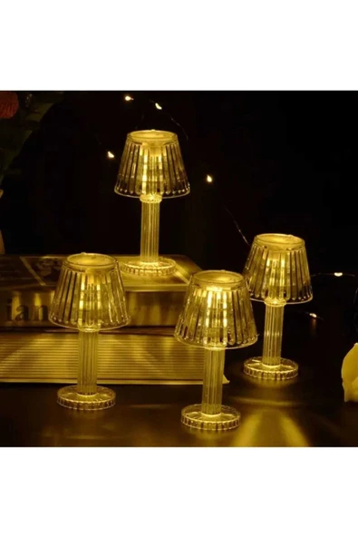 Kristal Gece Lambası Mini Boy Pilli Abajur Model Cafe Restorant 12 Cm - 4