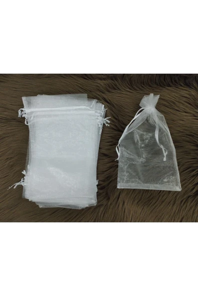 Yasin Tesbih Hediyelik Tül Kesesi,havlu Kesesi 15x25 Cm 50 Adet Beyaz Tül Kese