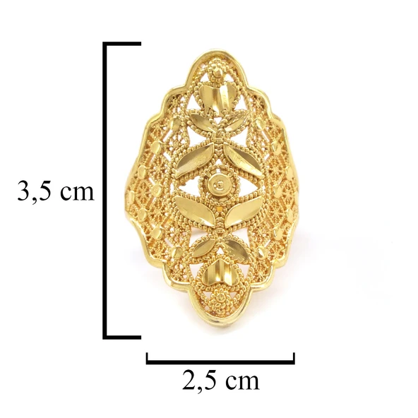 Çelik Yüzük Kadın Altın Kaplama Dorika Toplu Kaburga YZK- 468 - 4