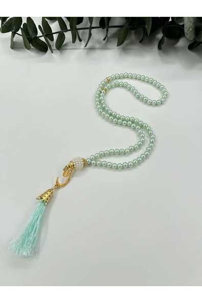 10 ADET HEDİYELİK VAVLI PÜSKÜLLÜ PLASTİK İNCİ 99'LU NAMAZ TESBİHİ - 3