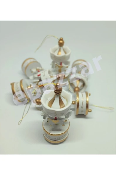 Krem Ahşap Mini Atlı Karınca 6lı Set Nostaljik Ahşap El Yapımı Atlı Karınca Dekoratif 6'lı Süsler