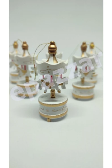 12li Ahşap Mini Atlı Karınca Nostaljik El Yapımı Dekoratif Atlı Karınca 12li Süs Krem - 4