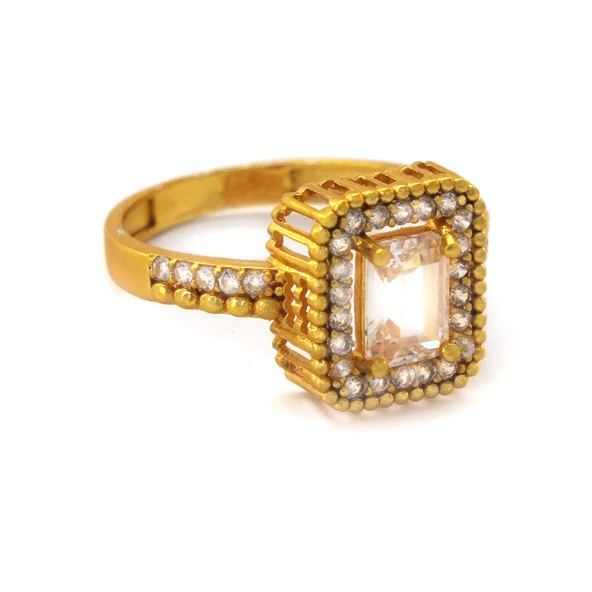 Çelik Baget Yüzük Altın Kaplama Taşlı KenarYZK-445 - 3