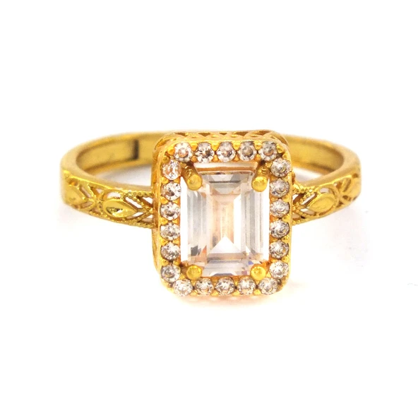 Çelik Baget Yüzük Altın Kaplama Desenli YZK-447 - 5