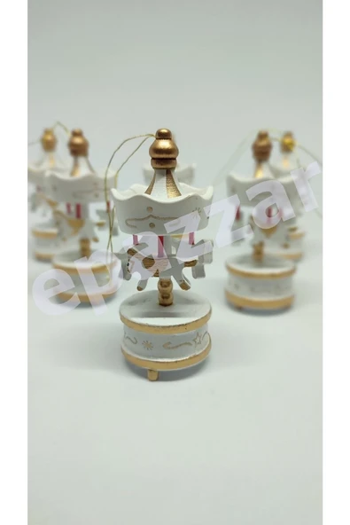 Krem Ahşap Mini Atlı Karınca 6lı Set Nostaljik Ahşap El Yapımı Atlı Karınca Dekoratif 6'lı Süsler - 4