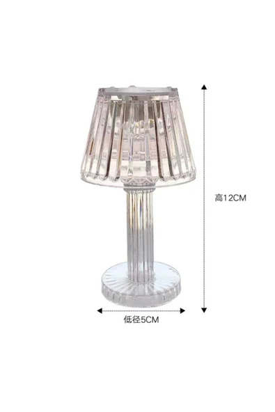 Kristal Gece Lambası Mini Boy Pilli Abajur Model Cafe Restorant 12 Cm - 3