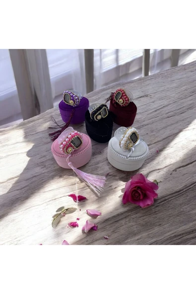 BUTİKCENTER 10 Adet Kadife Kaplı Oval Kutulu Zikirmatik (Mevlit-sünnet-hac-umre) - 5