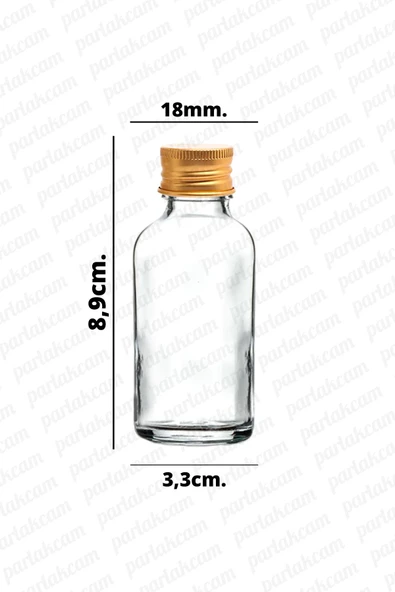 30ml Gold Kapaklı Şeffaf Cam Şişe Kolonya, Esans Sıvıları İçin Uygun Söz ve Nişan Hediyeliği 20 Adet - Resim 3