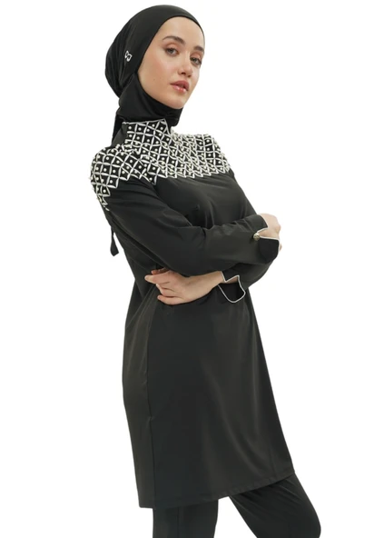 Tesettür Mayo- İnci Nakışlı - 6