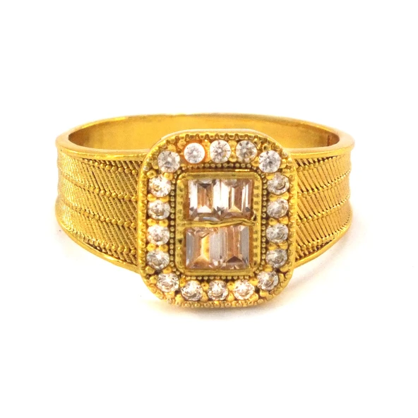 Altın Kaplama Zirkon Taşlı Hasır Model Baget Yüzük YZK-446 - 5
