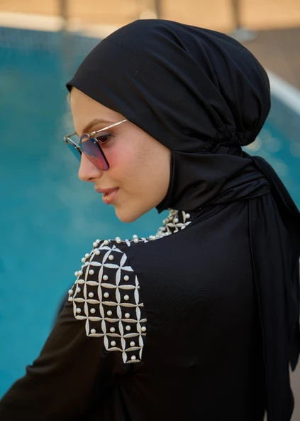 Tesettür Mayo- İnci Nakışlı