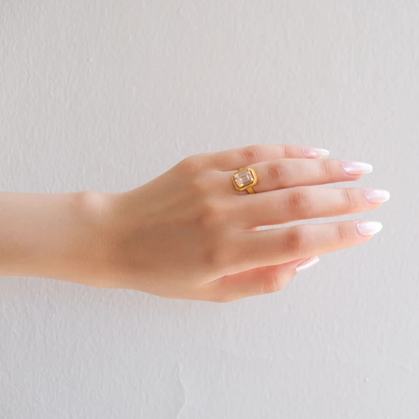 Çelik Baget Yüzük Altın Kaplama YZK-443 - 2