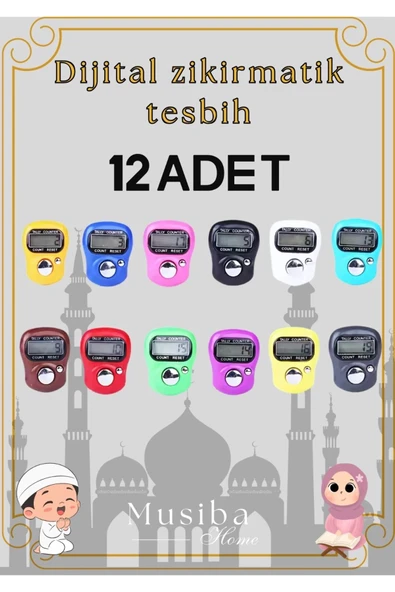 12 Adet zikrmatik dijital tesbih zikirmatik yüzük zikir tesbihi akıllı zikirmatik