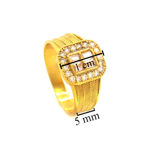 Altın Kaplama Zirkon Taşlı Hasır Model Baget Yüzük YZK-446 - 4