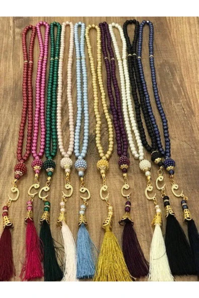 Renkli Çeyizlik İnci Tespih 10 Adet