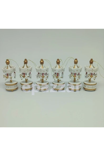 12li Ahşap Mini Atlı Karınca Nostaljik El Yapımı Dekoratif Atlı Karınca 12li Süs Krem - 5