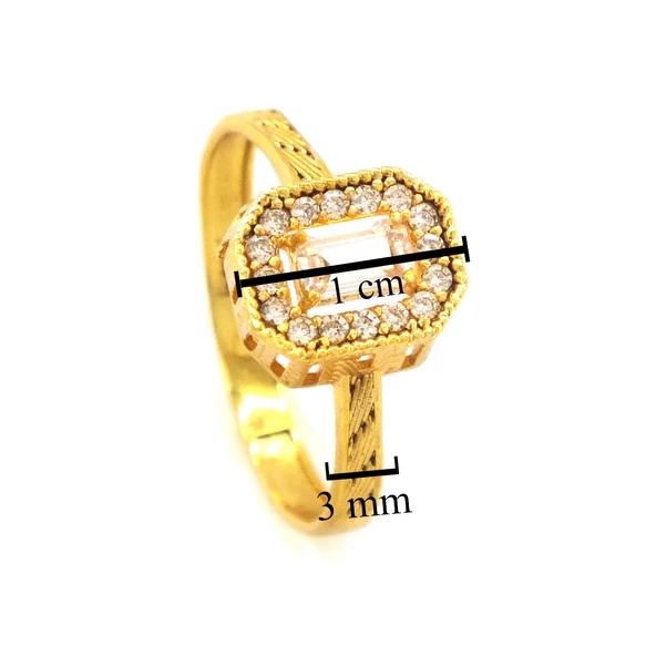 Çelik Baget Yüzük Altın Kaplama Oval Montür YZK-459 - 3