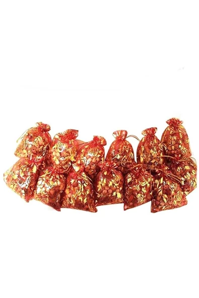 50 Adet Kına Ve Çerez Kesesi Kırmızı Küçük Boy (9X12 CM)