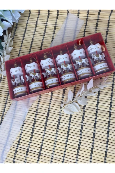 6 lı Mini Ahşap Atlı Karınca Beyaz