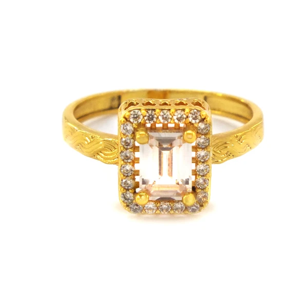 Çelik Baget Yüzük Altın Kaplama Örgü Desenli YZK-442 - 5