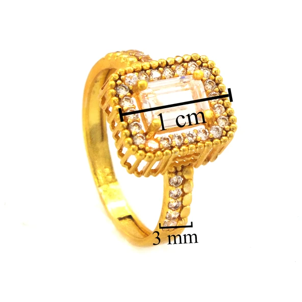 Çelik Baget Yüzük Altın Kaplama Taşlı KenarYZK-445 - 4